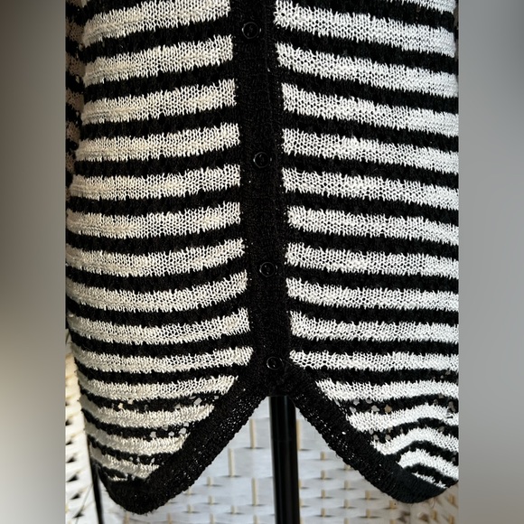 Excellent Condition-Pina Rossi Open Knit Button Back Stripe Sweater - Size M - Picture 5 of 6